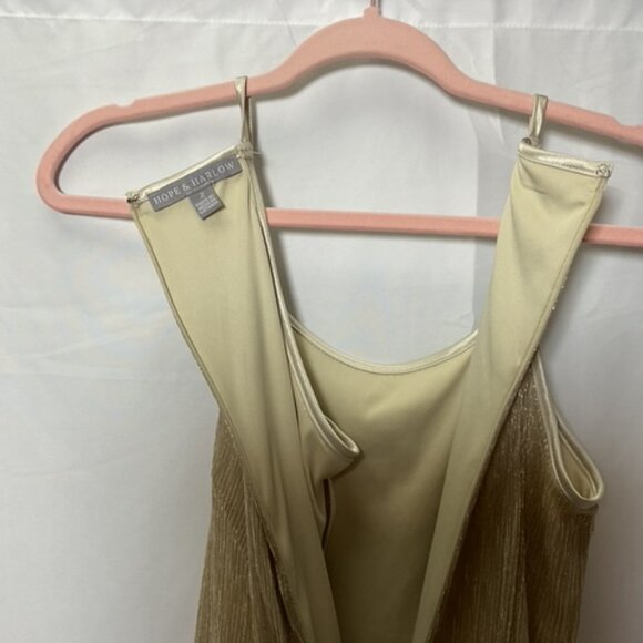 Hope & Harlow Gold Spaghetti Strap Lined Mini Dress with Zippered Back. Size 2 - Picture 7 of 7